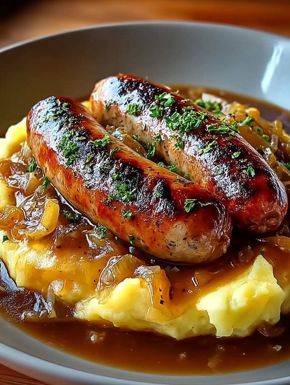 BANGERS ET PURÉE AVEC SAUCE À L'OIGNON image 2