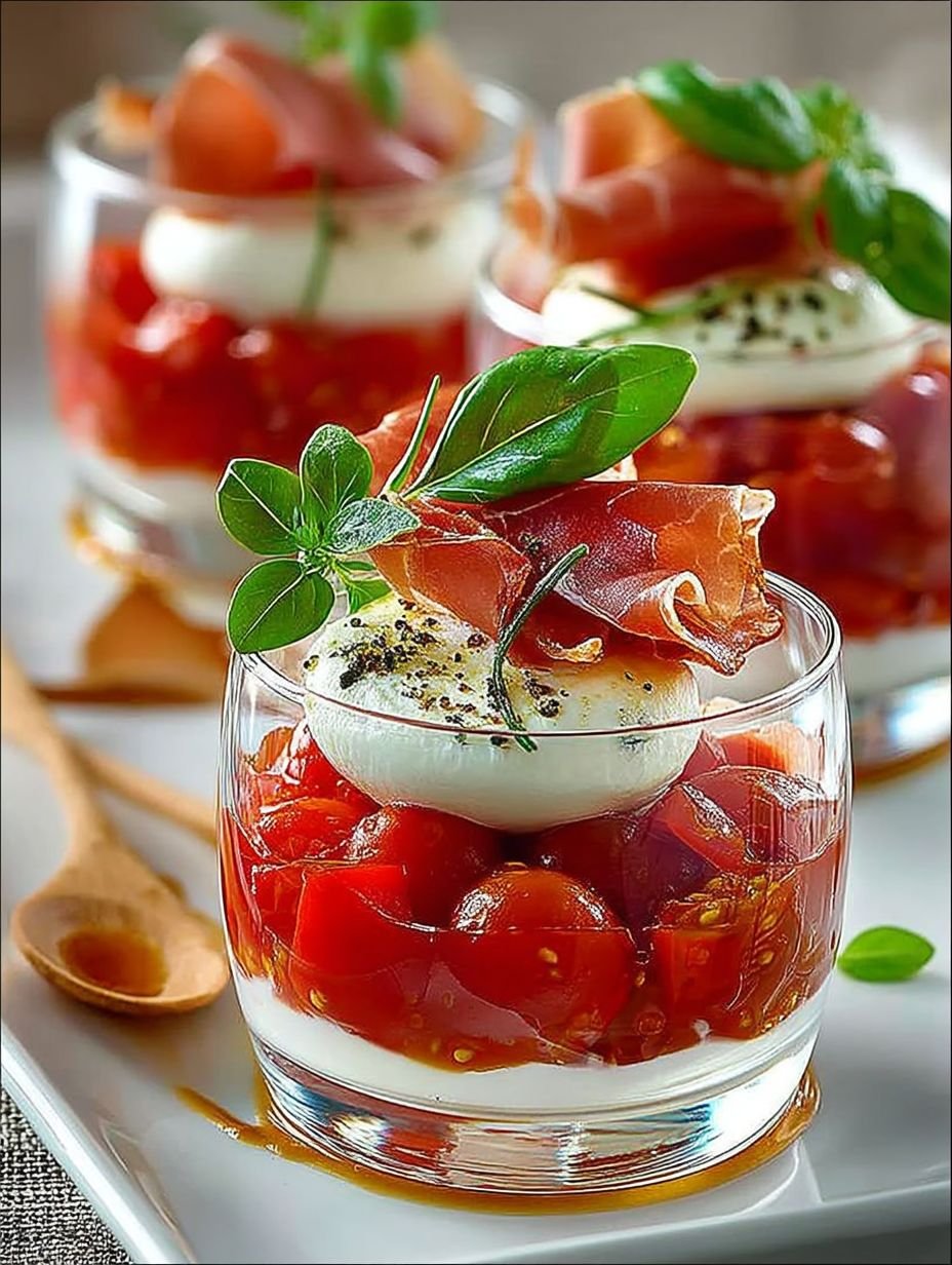 Compotée de Tomates, Mousse de Fromage Frais et Jambon Cru image 2