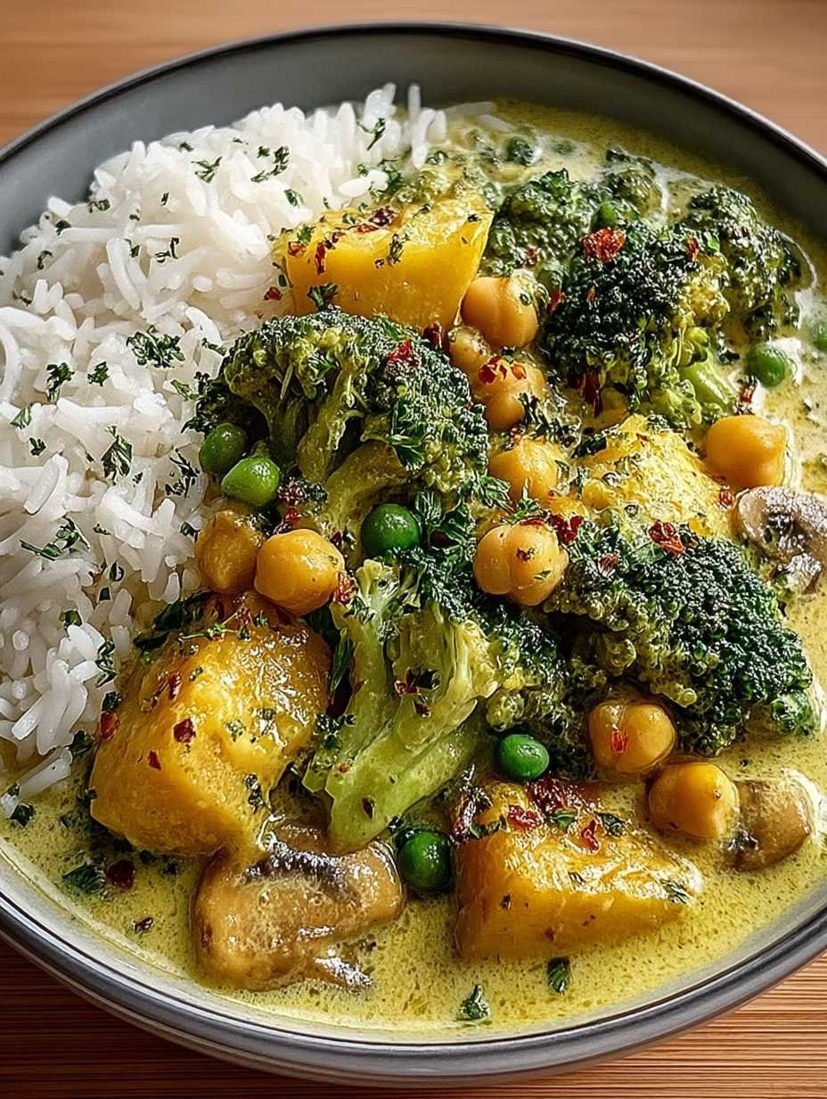 Curry de Brocoli, Pois Chiches et Champignons au Lait de Coco image 2