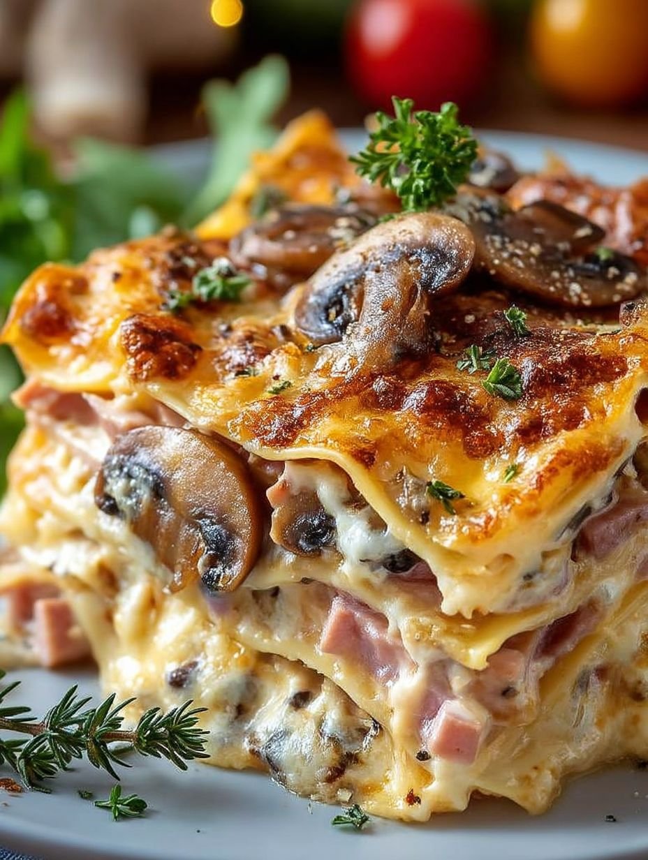 Lasagnes aux Champignons, Jambon et Fromage image 2
