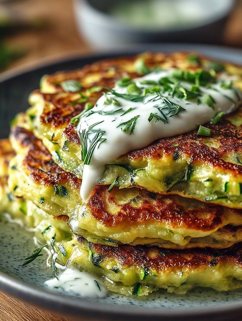 Pancakes de courgettes et sauce yaourt image 2