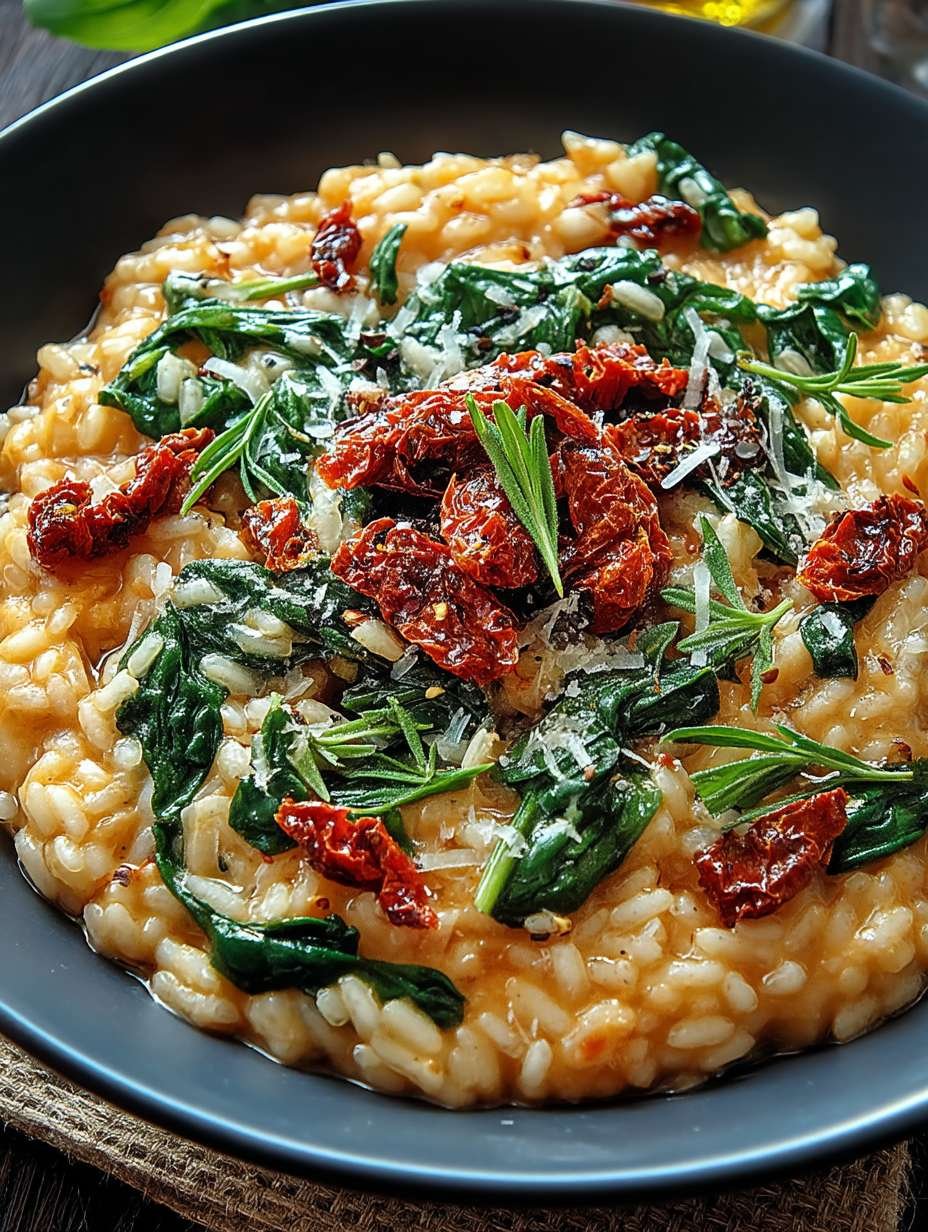 RISOTTO AUX TOMATES SÉCHÉES ET AUX ÉPINARDS image 2