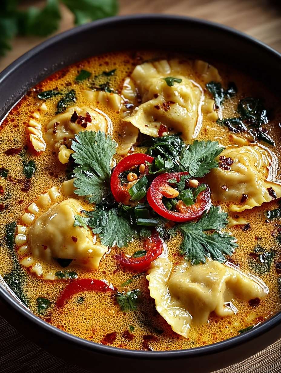 Soupe Thaï au Curry et Raviolis image 2