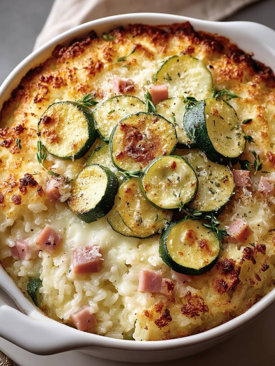 Gratin Fondant aux Courgettes, Jambon et Riz, Crémeux et Savoureux image 2