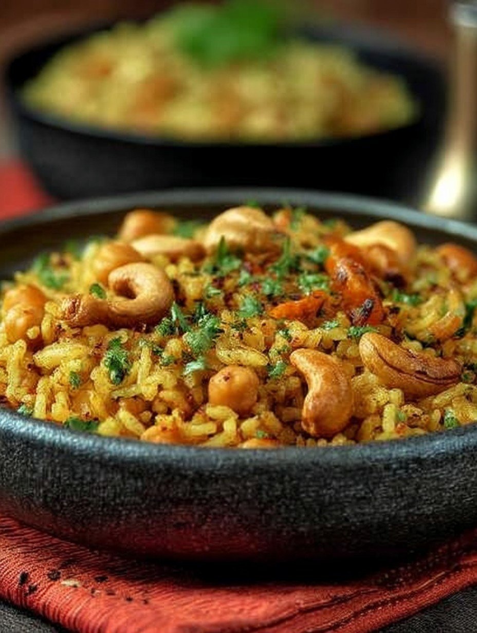 Riz épicé aux Pois Chiches Noix de Cajou et Oignons Grillés image 2