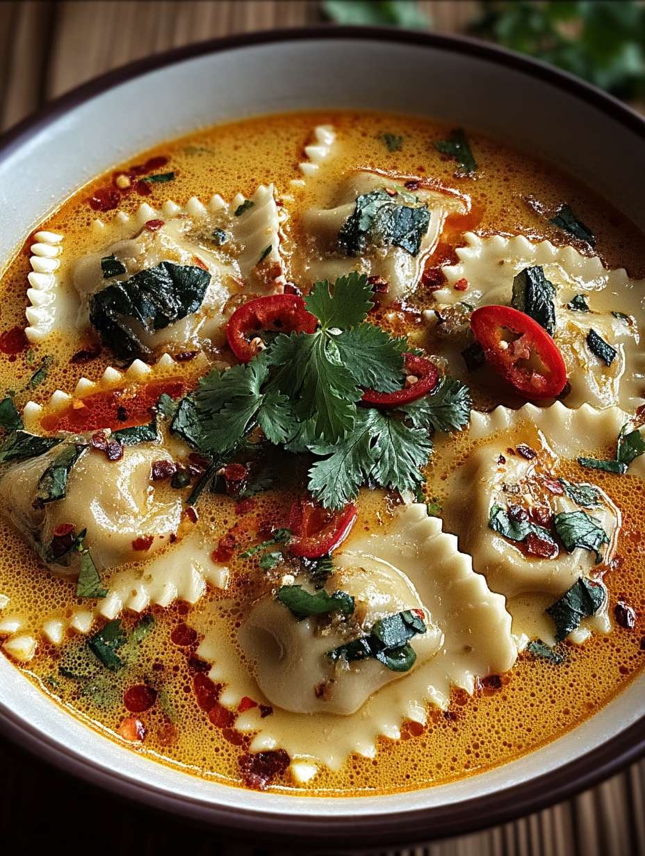 Soupe Thaï au Curry et Raviolis à la Noix de Coco image 2