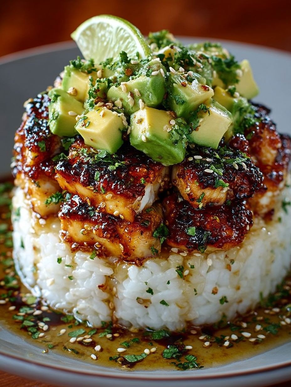 Poulet au miel et citron vert et riz à l'avocat image 2